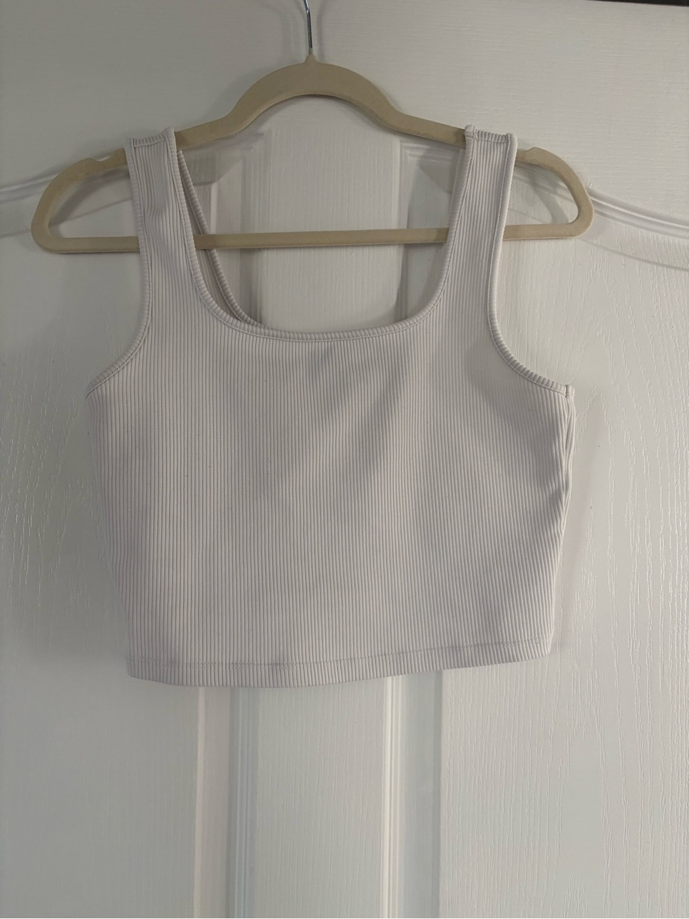 wild fable Ribbed Square-Neck Crop Tank - White